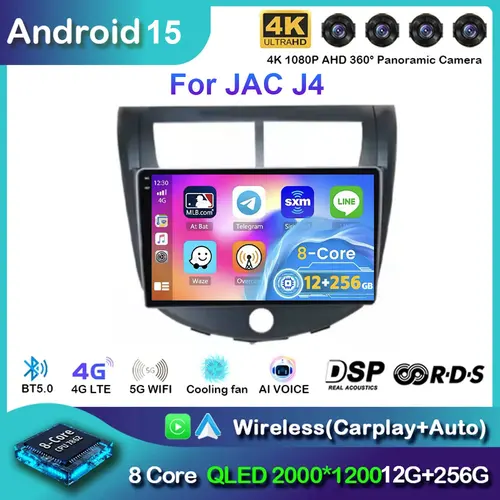 Imagen 1 del producto Radio de coche Android 15 para JAC J4 2013-2014 con pantalla RDS DSP QLED reproductor de vídeo Multimedia GPS Audio estéreo navegación sin DVD