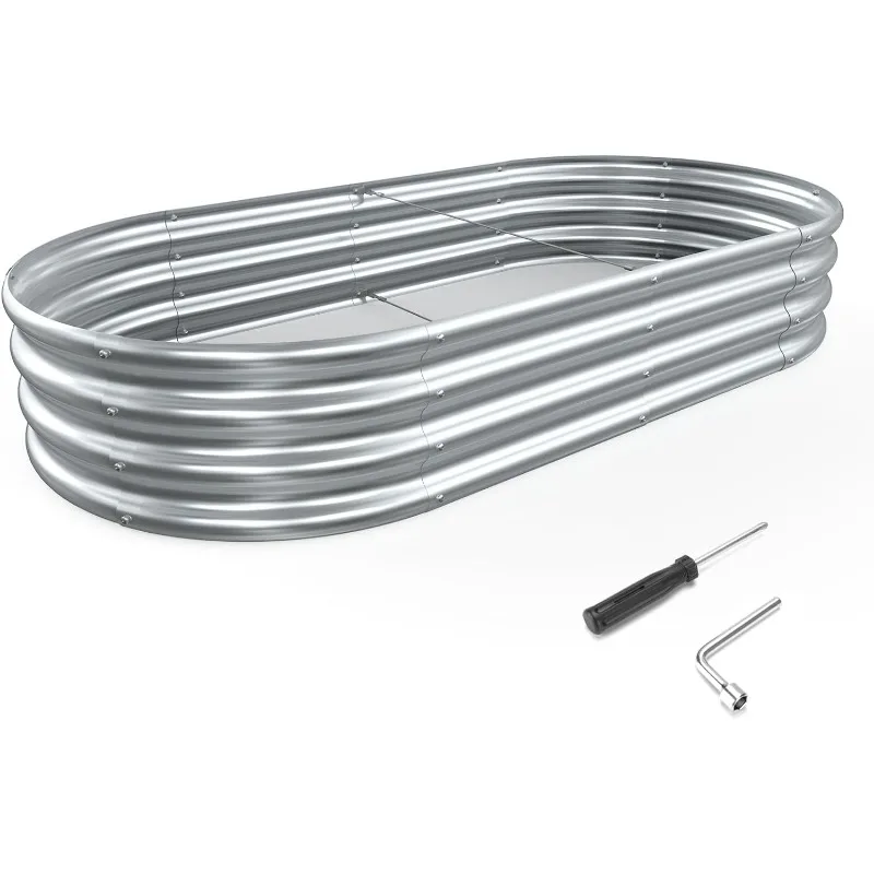 Imagem -03 - Kit de Cama de Jardim Levantado Galvanizado Camas de Plantador Galvanizado Metal Grande Oval ao ar Livre Pcs 6x3x1 ft