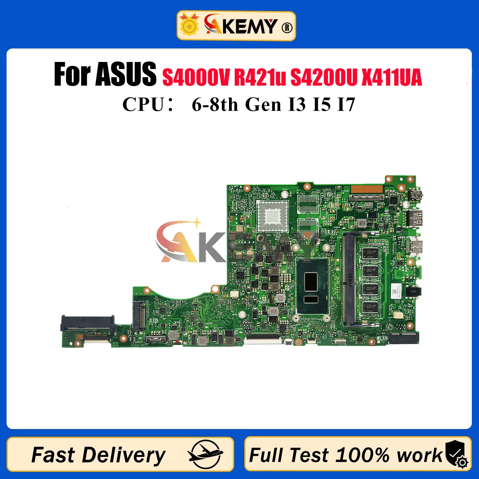 

X411UA Laptop Motherboard For ASUS X411U S4000V r421u S4200U X411UA X411UN X411UNV X411UF X411UQ X411UV Mainboard I3 I5 I7 CPU