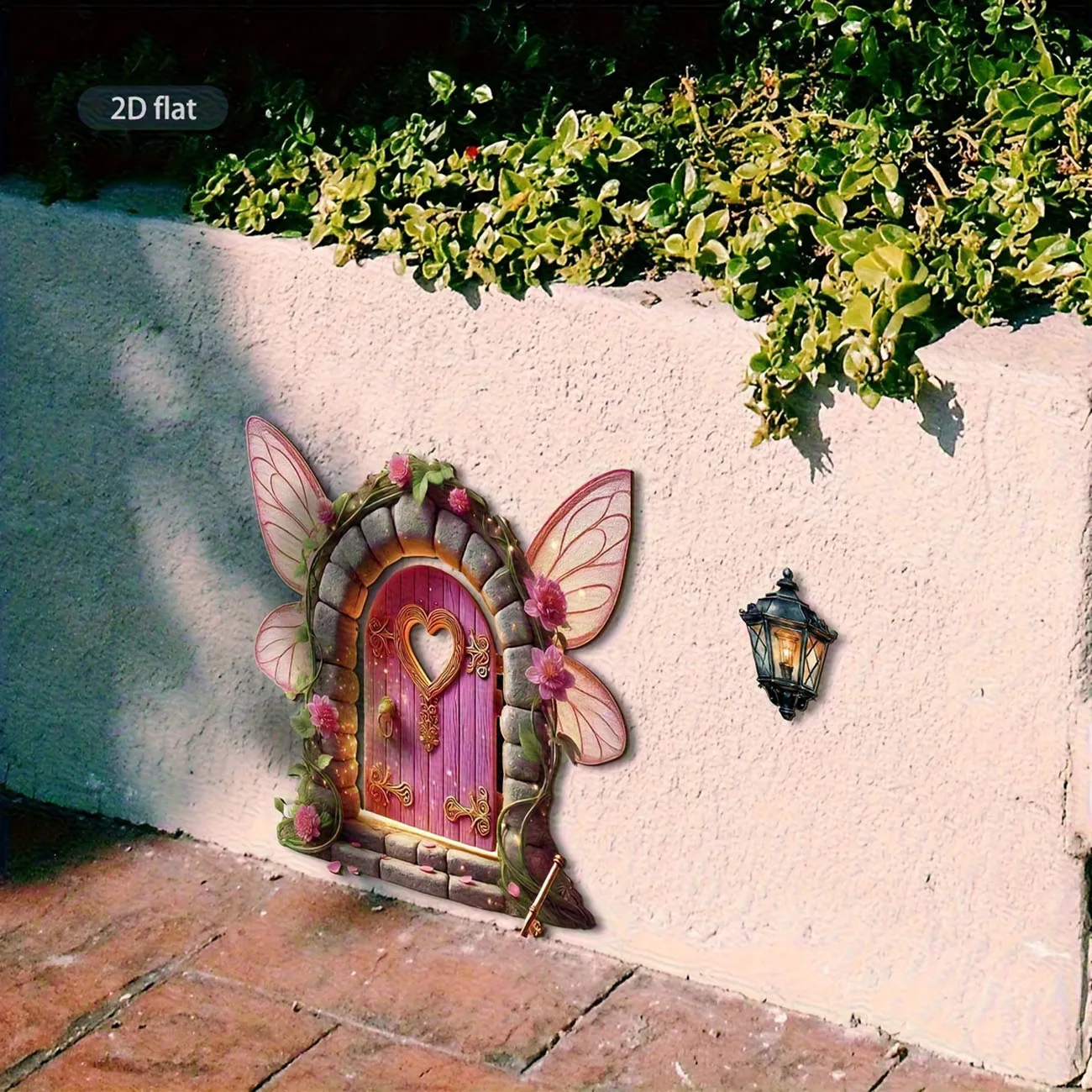 Fairy Door with Lantern Wooden Wall Decal - Magical Fairy Door Wall Art for Kids Room & Garden Decor