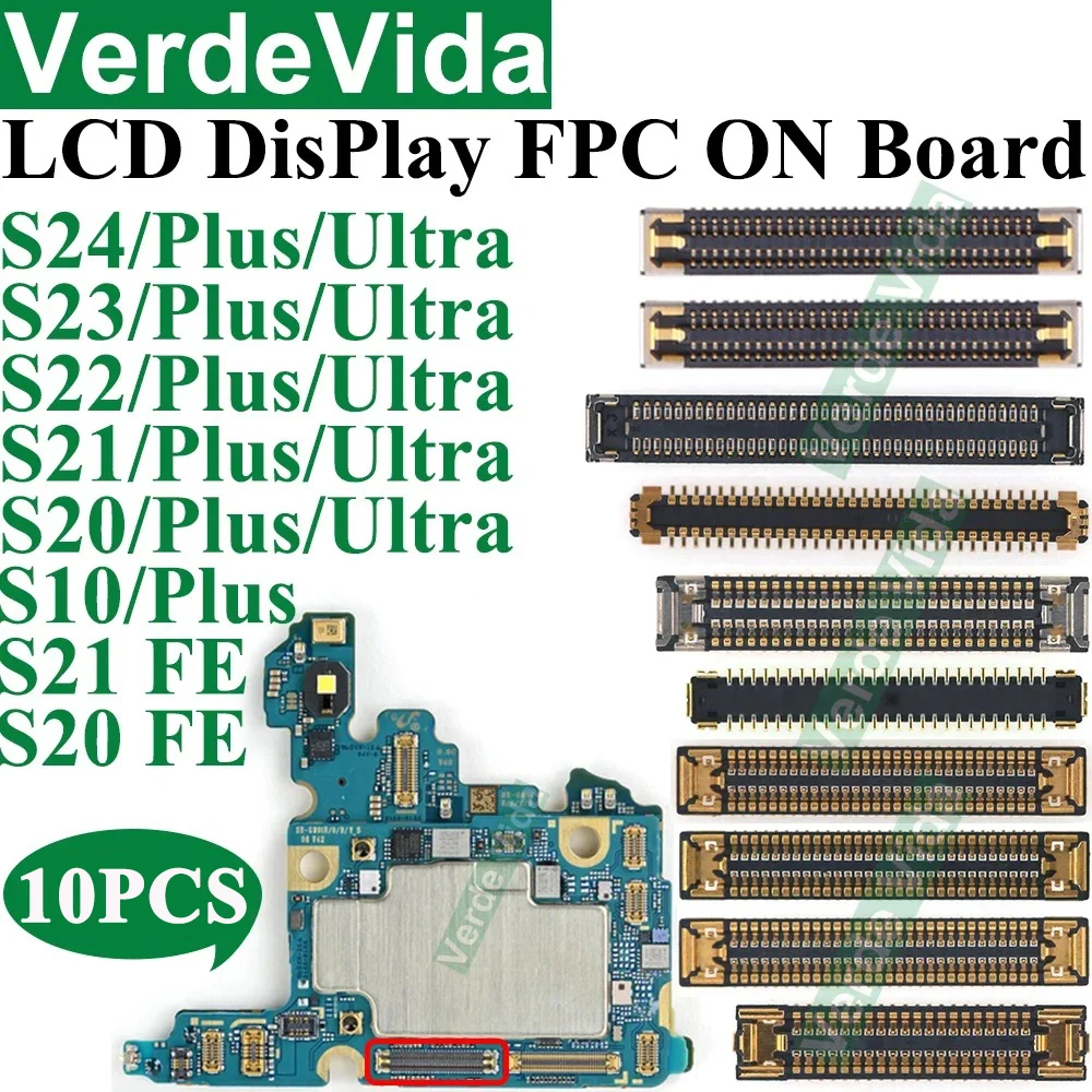 10 sztuk złączy FPC z wyświetlaczem LCD do Samsung S22 S24 Plus S23 Ultra S21 FE S10 Lite Note 20 10 na płycie głównej