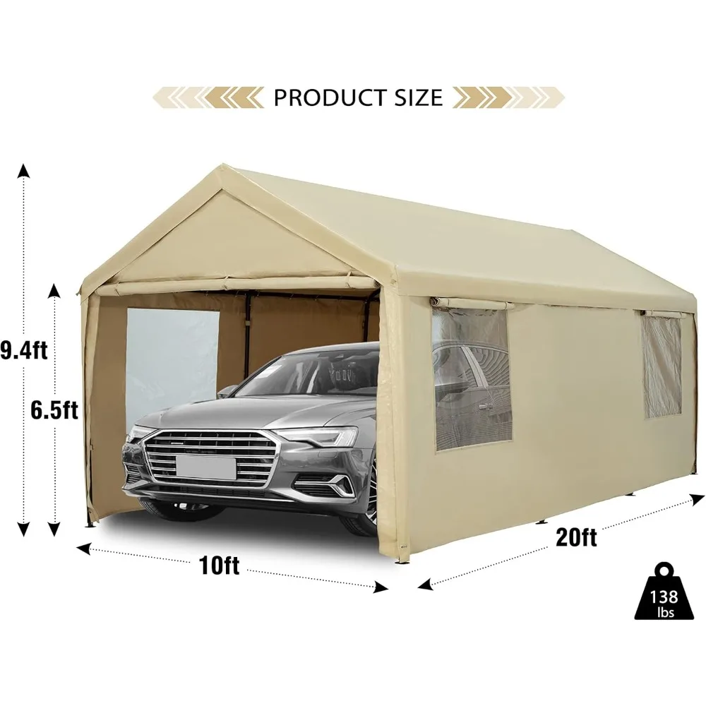 Dosel de tienda de campaña para coche de alta resistencia con paredes laterales y puertas extraíbles, Puerto portátil para coche, refugio de garaje para barco, fiesta, Camping al aire libre