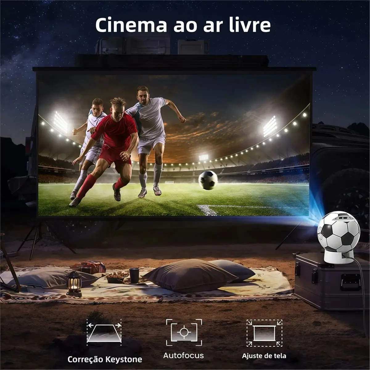 

Punctual- Q8 Portable Mini Projector 4K Support,WiFi6 Bluetooth Auto Focus Football Projector for Home Cinema EU Plug