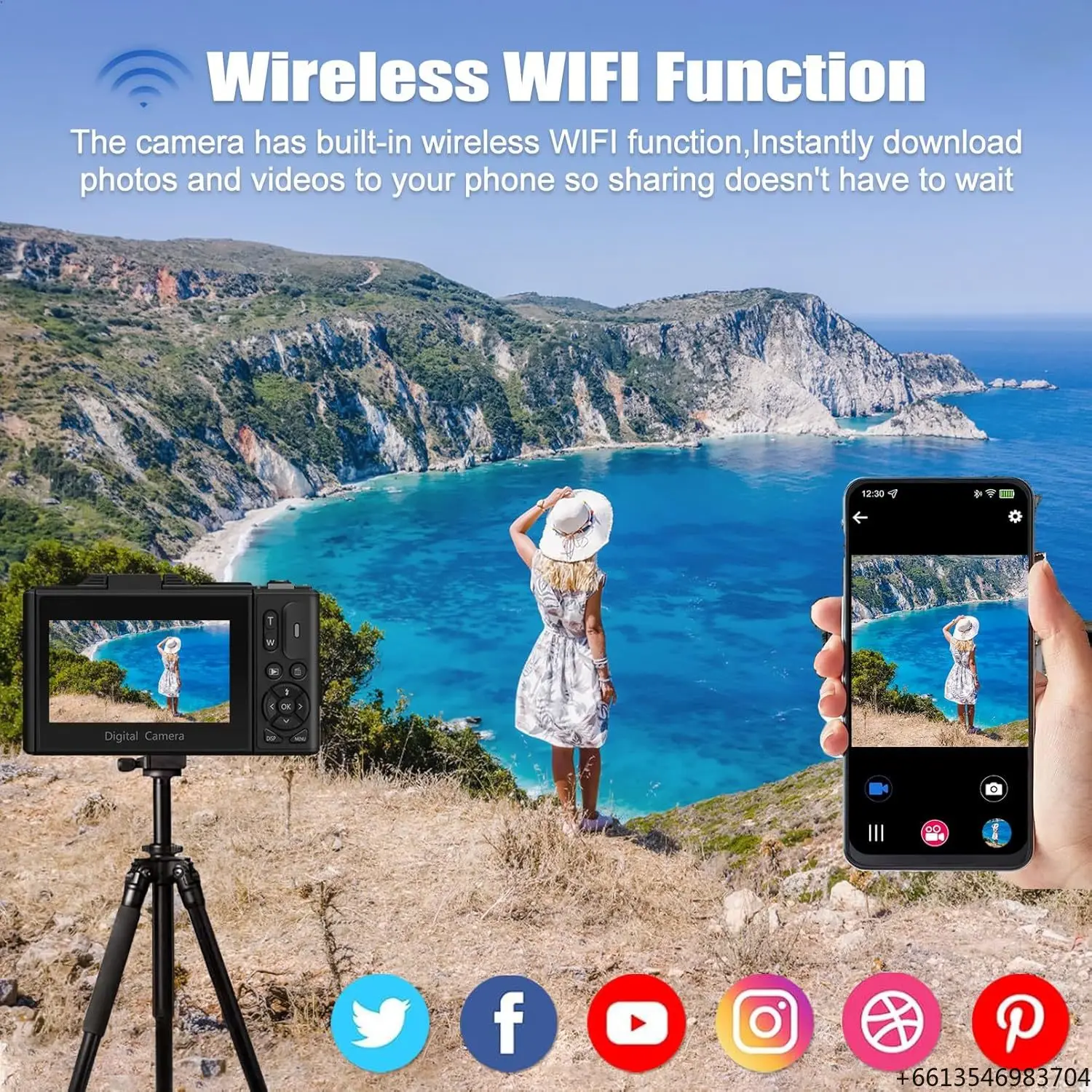 

Sprite Group High Resolution 5K Digital Camera 3.0\" IPS 180 Flip Screen LED Light Burst Zoom Lens 1080p Video WIFI Enabled