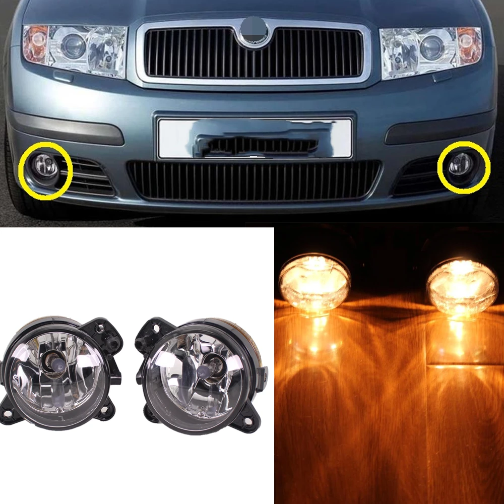 

Car Lights For Skoda Fabia MK1 Facelift 2005 2006 2007 2008 Car-Styling Front Bumper Halogen Fog Lamp Light With Bulbs