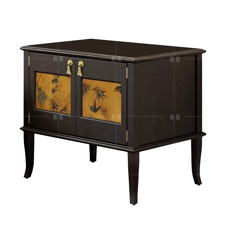 Retro solid wood bedside table simple small apartment storage locker medieval bedroom bedside locker