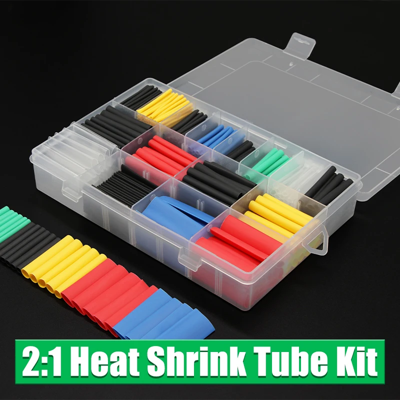 

Heat Shrink Tubing Kit 2:1 Shrinkable ratio Heat Shrinking Wrap Tube Thermoresistant Wire Cover Protection Cable sleeve Tube