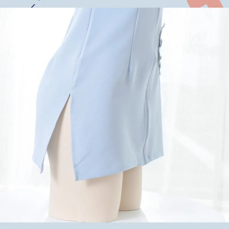 Anime Nurse Cosplay Costume Cute Blue Short Sleeve Dress Uniform with Hat Set for Women Nightdress Home Wear Roleplay Outfit view 6