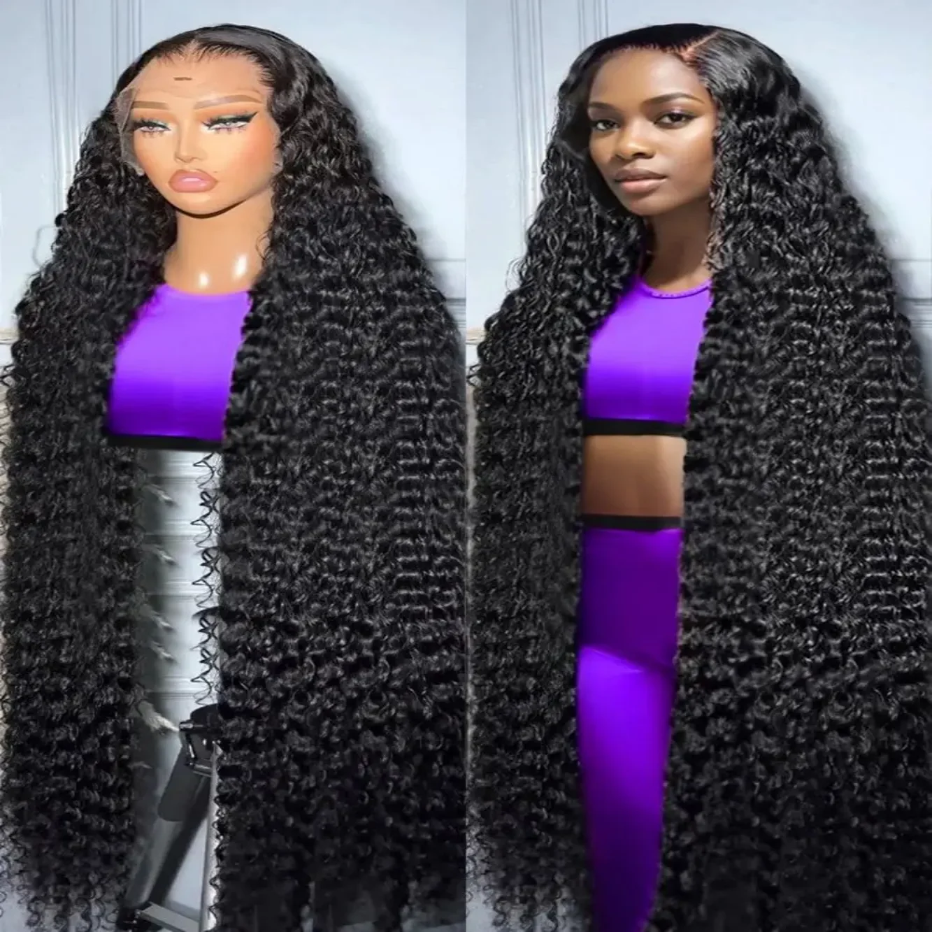 Deep Wave 13X4 13X6 HD Transparent Lace Front Human Hair Wigs 200% 48 50 Inch Long 5X5 Curly Frontal Remy Hair Wig