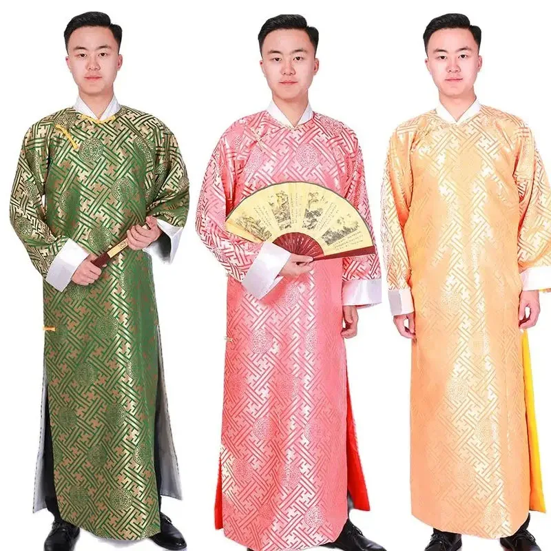 

Костюм Тан Cheongsam для мужчин, традиционная китайская одежда, восточное древнее длинное платье, драматические халаты Crosstalk