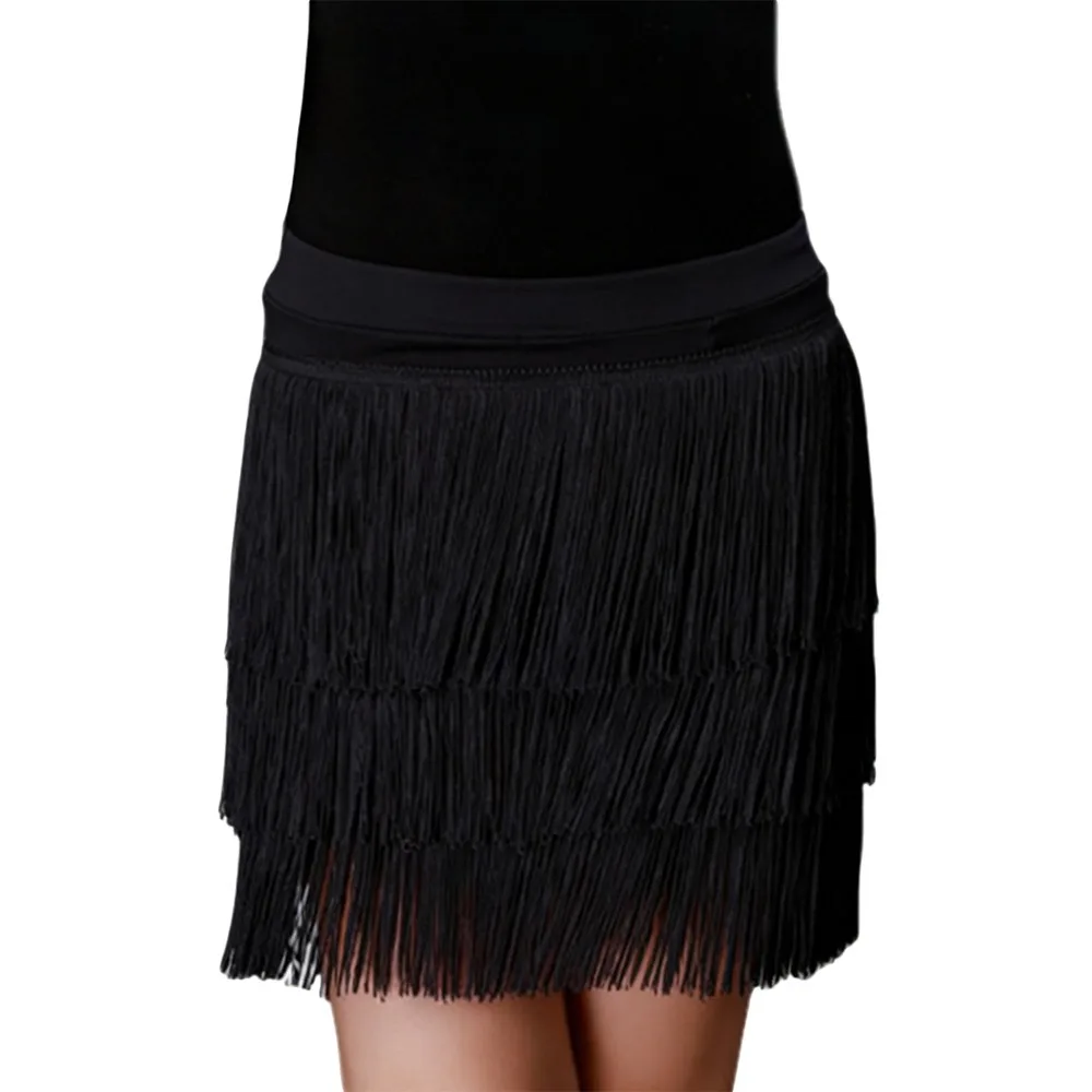 

Детская танцевальная юбка с кисточками, трехслойный сценический костюм, одежда для бальных танцев, профессиональный регулируемый костюм для выступлений для детей