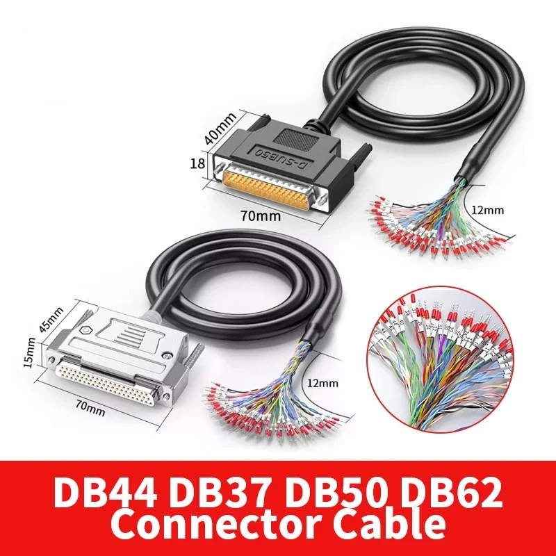 Industry DB44 DB37 DB50 62Pin Male Female Connector Cable with Numbered Tube Shield DB62 I/O Cord Plug Terminal Wire Sensor Line