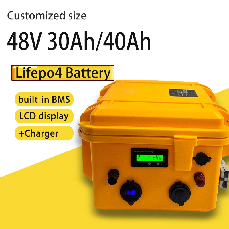 

Batterie au lithium LiFePO4, cycle profond de sécurité pour scooter électrique AGV solaire 3500W, 51.2V, 48V, 40Ah, 30Ah,
