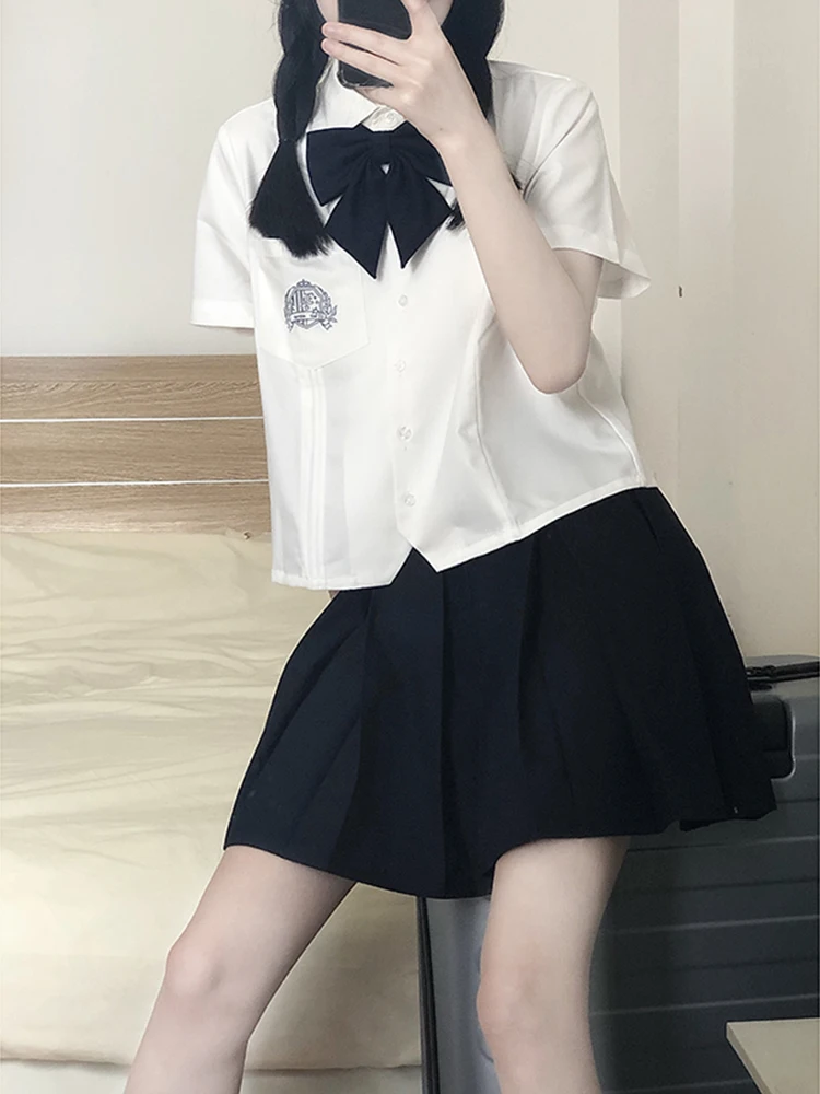 

Original Design Short Sleeve JK Shirt Tokyo Annual Record Open Cardigan Uniform Set Women's Summer White City of Illusions Top