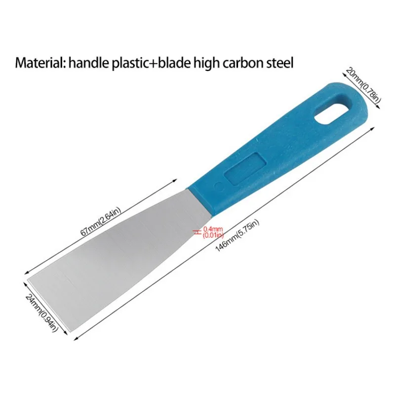 1개 스테인리스 스틸 사선 블레이드 스크레이퍼 퍼티 나이프 플라스틱 손잡이 1인치 2인치
