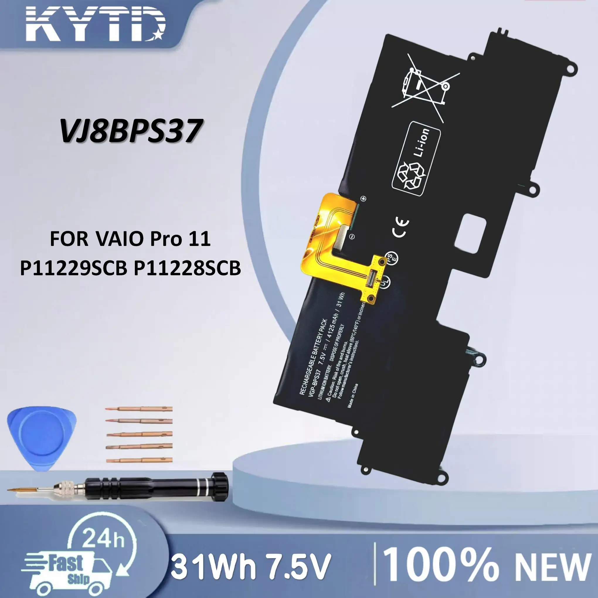 KYTD Laptop Battery Compatible for Sony P11229SCB P11228SCB VJ8BPS37 VAIO Pro 11 PC Compatible Battery Replacement Rechargeable
