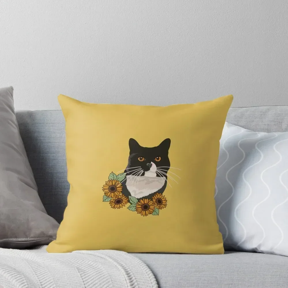 

Tuxedo Cat Sunflower Throw Pillow Pillowcase ornamental pillows for living room Decorative pillow case pillow