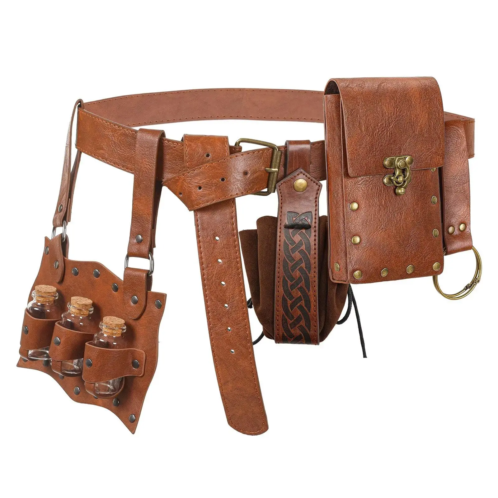 กระเป๋าคาดเอวสไตล์เรอเนซองส์  กระเป๋าหนังโจรสลัดยุคกลาง  กระเป๋าคาดเอวไวกิ้ง  ขวดใส่ยาพิษแม่มด  ชุดคอสตูมสำหรับผู้ชายและผู้หญิงสำหรับวันฮาโลวีน