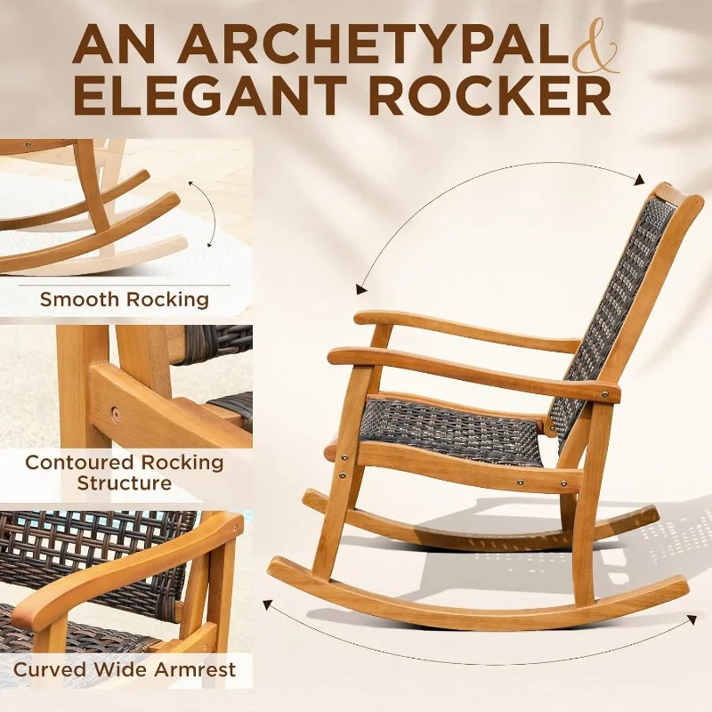 Lexicon Wood   Chair Comfortable Curvy Design, Ideal for Porch, Deck, Patio Furniture, and Outdoor Furniture Accent Chair