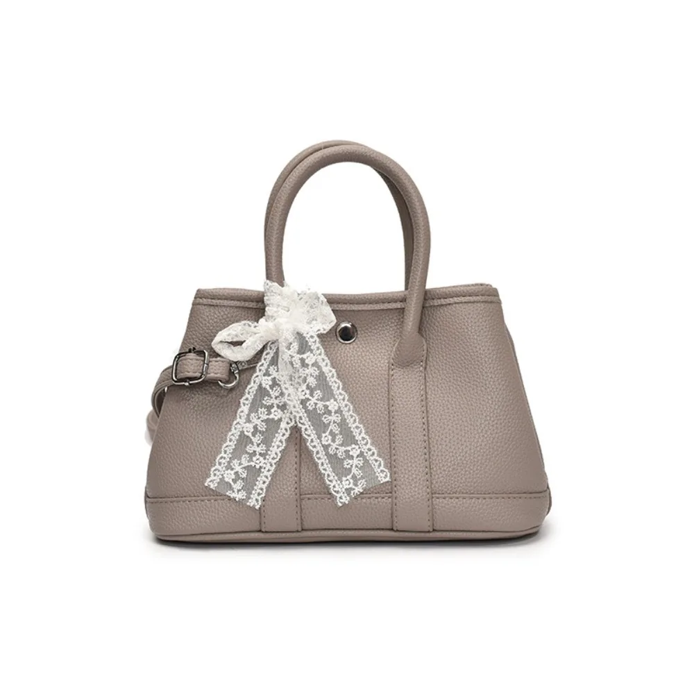 

Lychee Texture Women's Handbag Lace Bow Pendant Elegant Bucket Crossbody Bag Soft Luxury PU Leather Shoulder Bag Travel