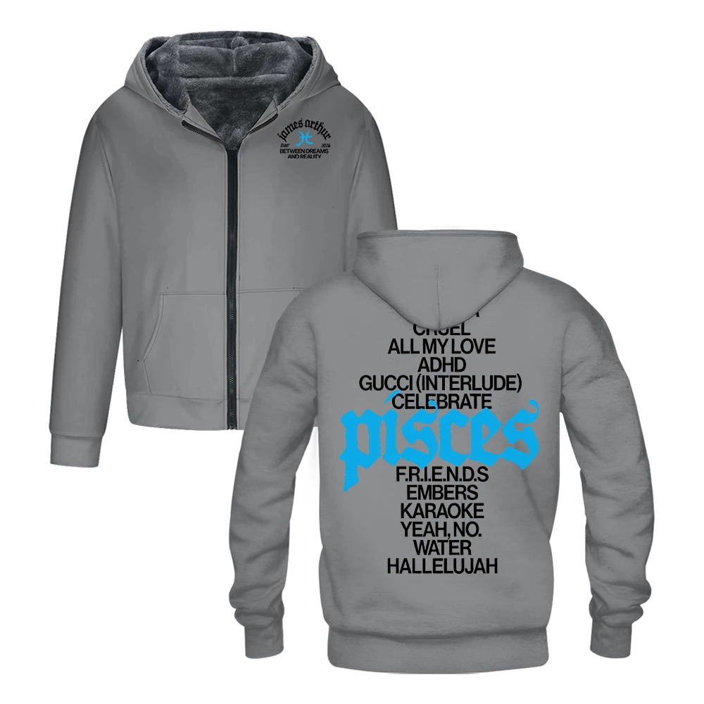 James Arthur Pisces Tracklist Hooded Jacket Parkas 2026 World Tour Long Sleeve Outerwear Coat Women Men Zip Up Hoodie
