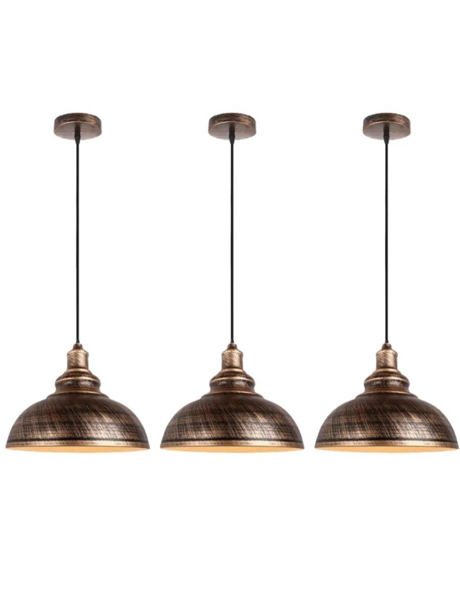 JOYINLED Set van 3 vintage industriële hanglampen, 30 cm metalen plafondlamp met E27-fitting voor keuken, eetkamer, restaurant - afbeelding 2
