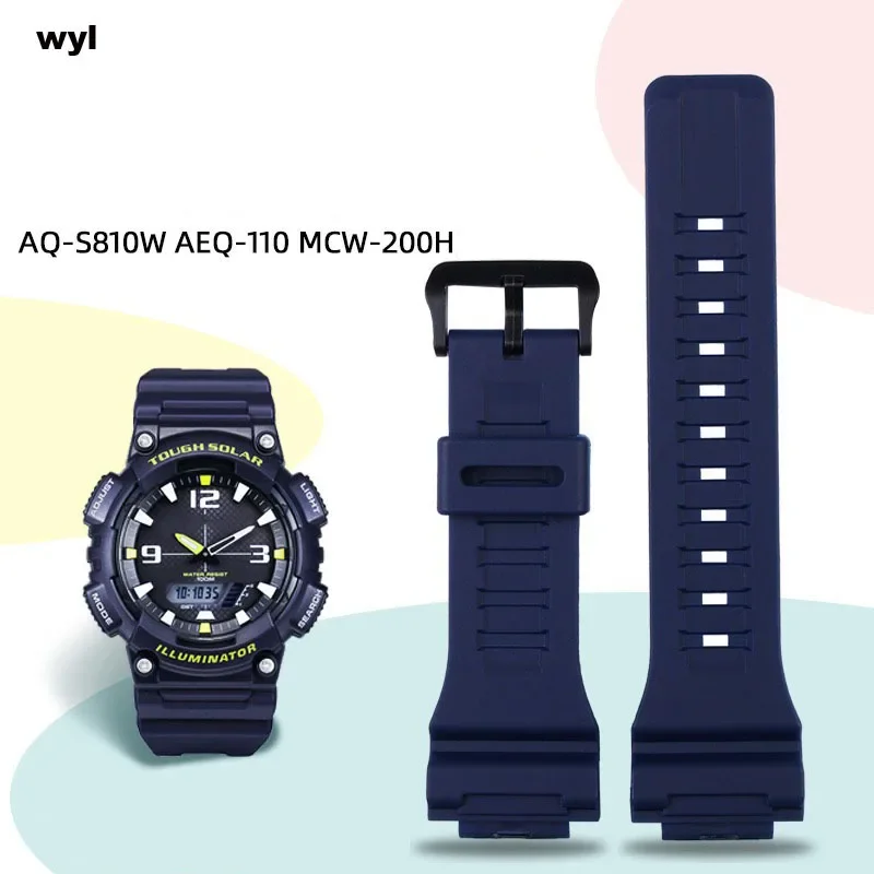 Silicone Watch Band Resin Watch Band Suitable for Casio AQ-S810W AQS810WC 5208 Rubber Watch Accessories 18mm