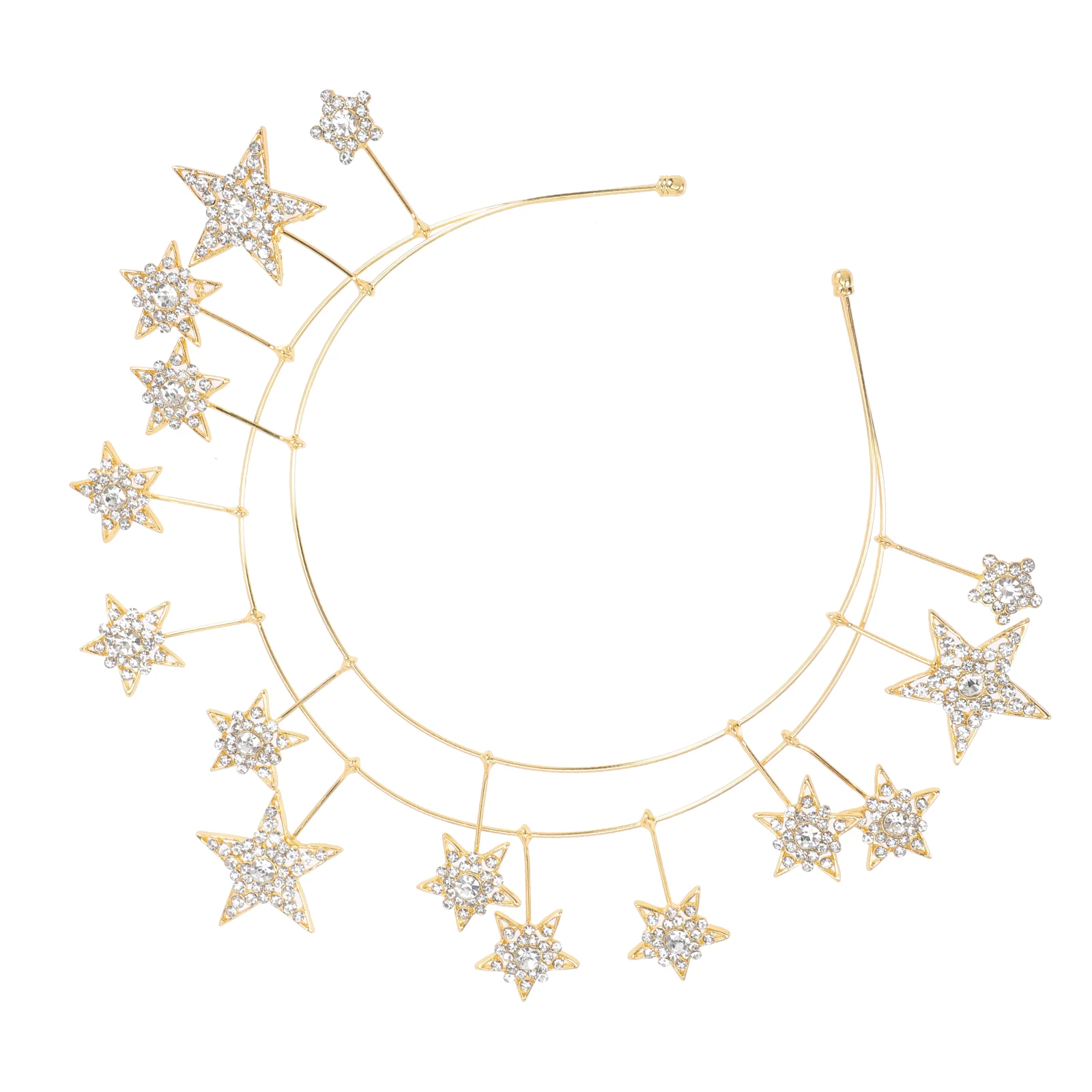 

1PC Diamond Encrusted Star Headband for Bride Wedding Hair Accessories Lightweight Bridal Headpiece Golden Color