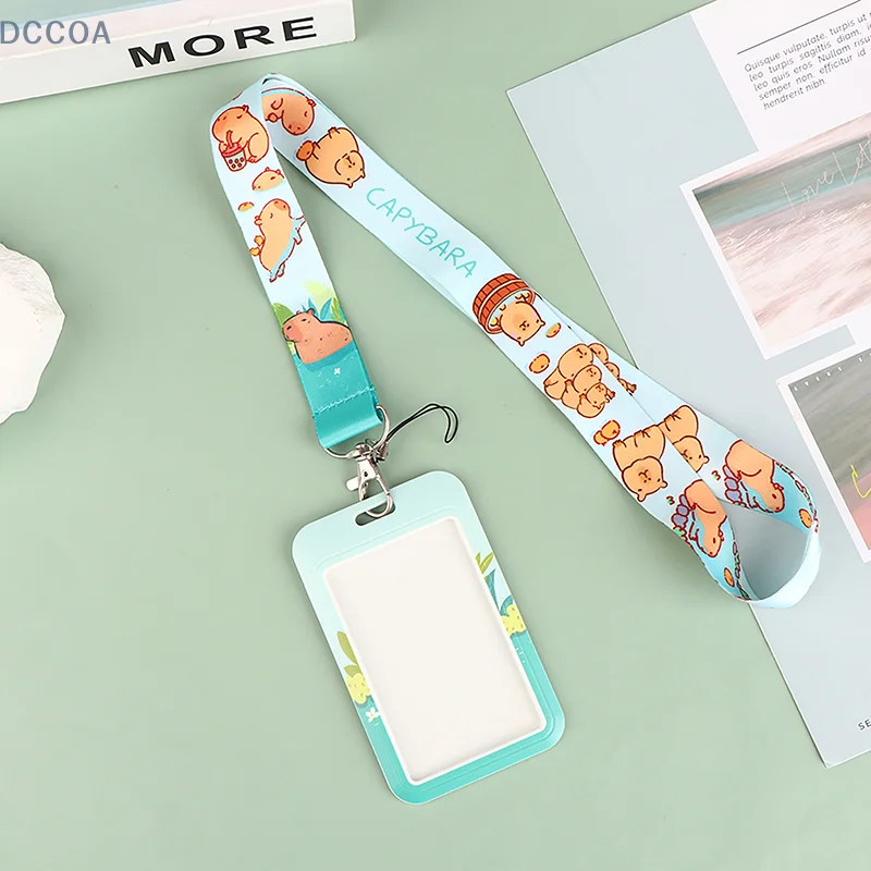 Cute Capybara Phone Lanyard Neck Strap ID Card Badge Holder Credit Card Lanyards Key Rings Accessories For Kids Adults