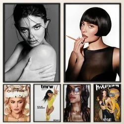 Model Kylie Jenner New Poster Fancy Wall Sticker for Living Room Bar Vintage Decorative Painting Middle