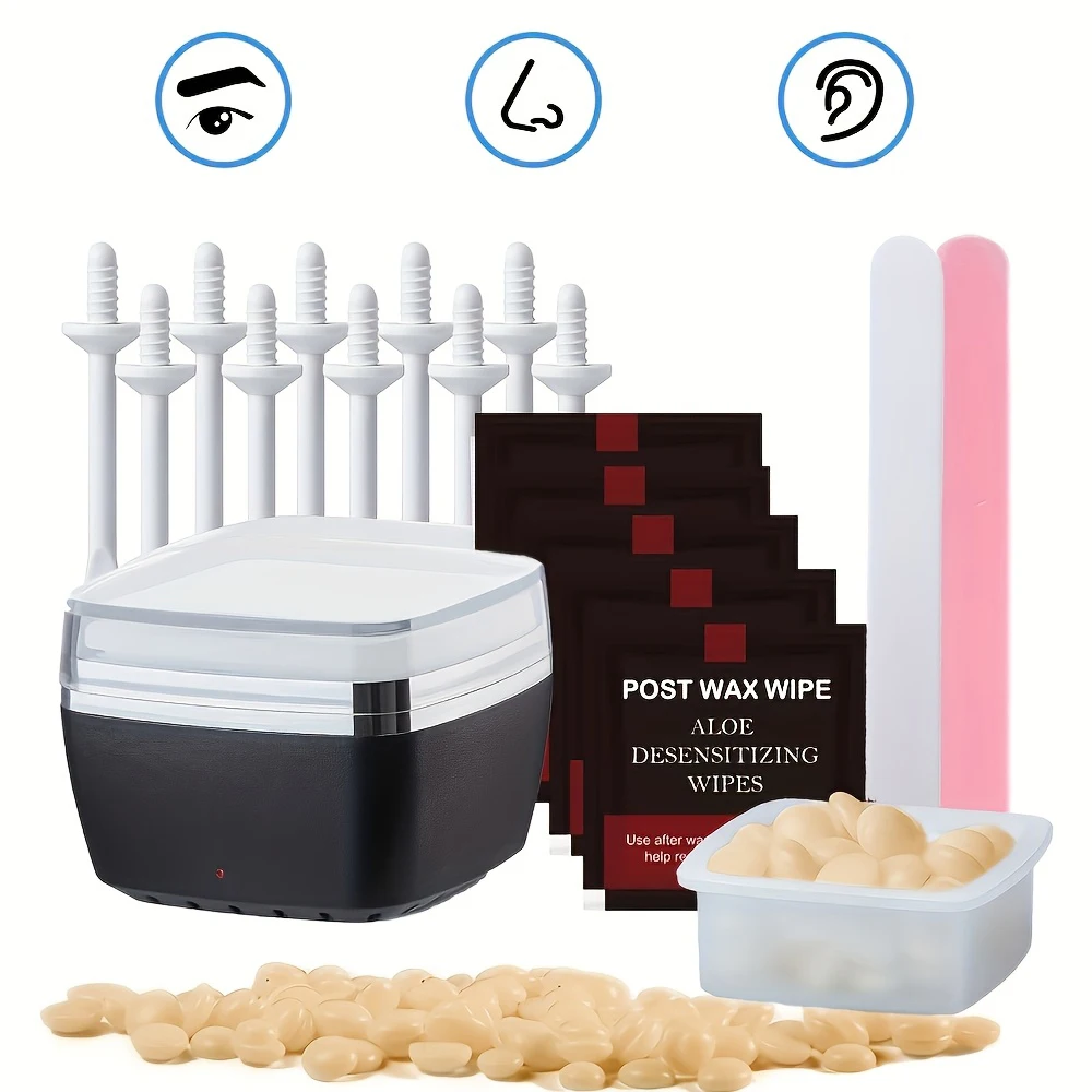 3-in-1 Mini Wax Heater Kit for Eyebrow Shaping Nasal Ear Hair Remova Safe Easy to Use No Batteries Required Wax Heater Heating