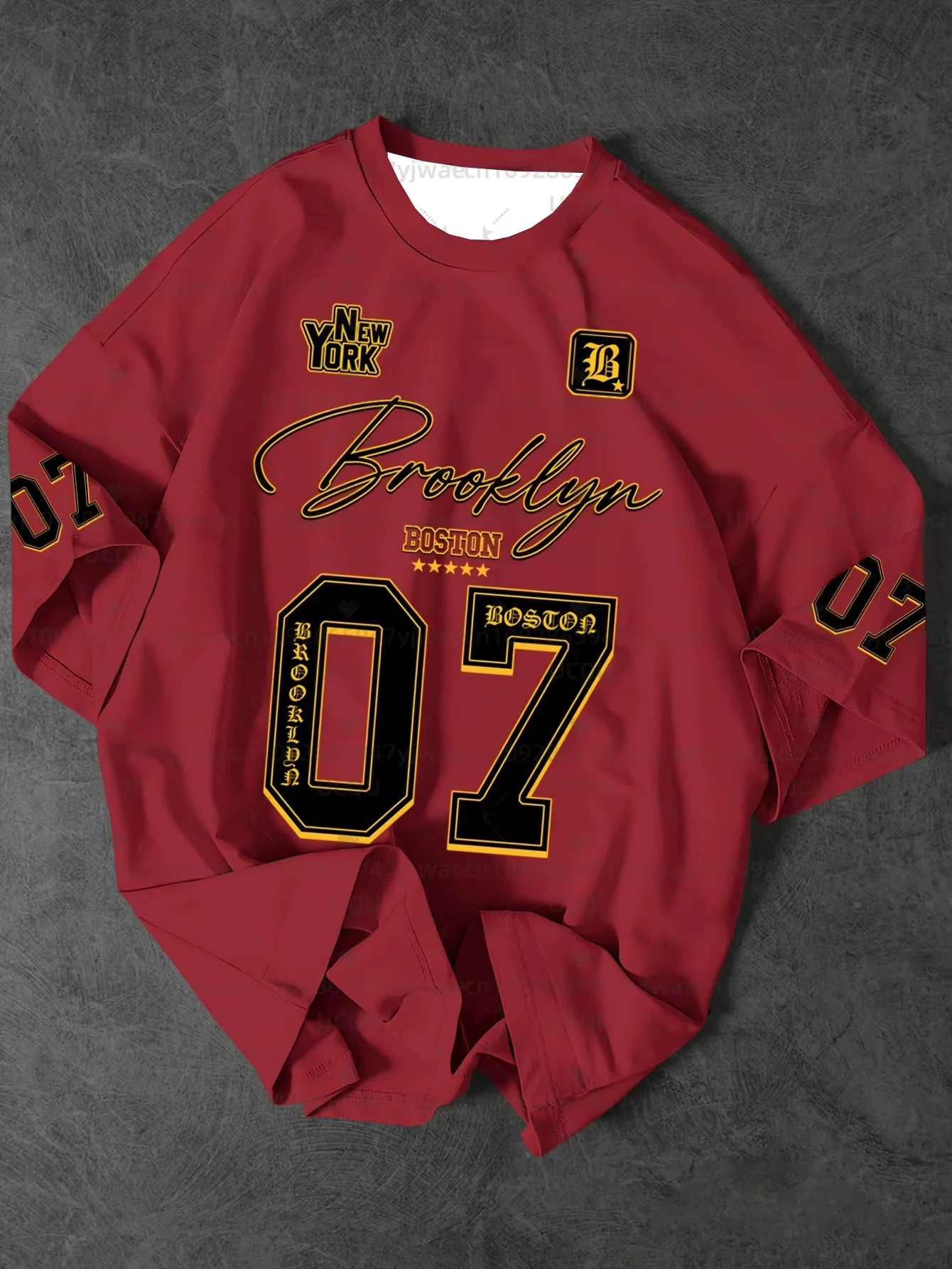 الصيف الجرافيك المحملة الفانيلة حجم كبير المرأة تي شيرت رياضي الرجال قميص رياضي بروكلين 07 طباعة تي شيرتات قصيرة الاكمام بلايز