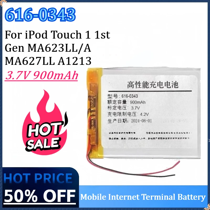 

New 616-0343 3.7V 900mAh Mobile Internet Terminal Battery For iPod Touch 1 1st Gen MA623LL/A MA627LL A1213 High Quality Battery