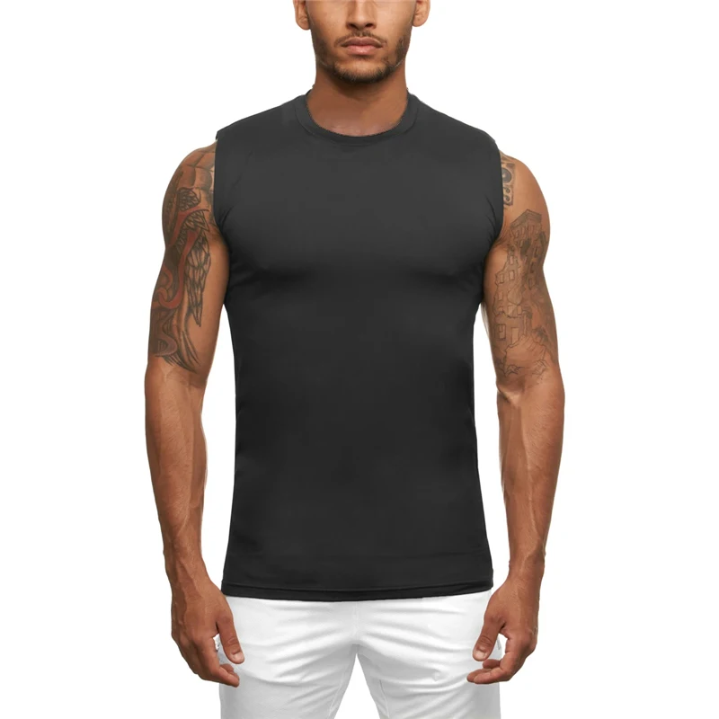 Kompressions-Shirts Gym-Training Tanktops Herren Sport-T-Shirt Sommer Atmungsaktive Fitness Laufweste Schnell Trocknende Ärmellose Oberteile