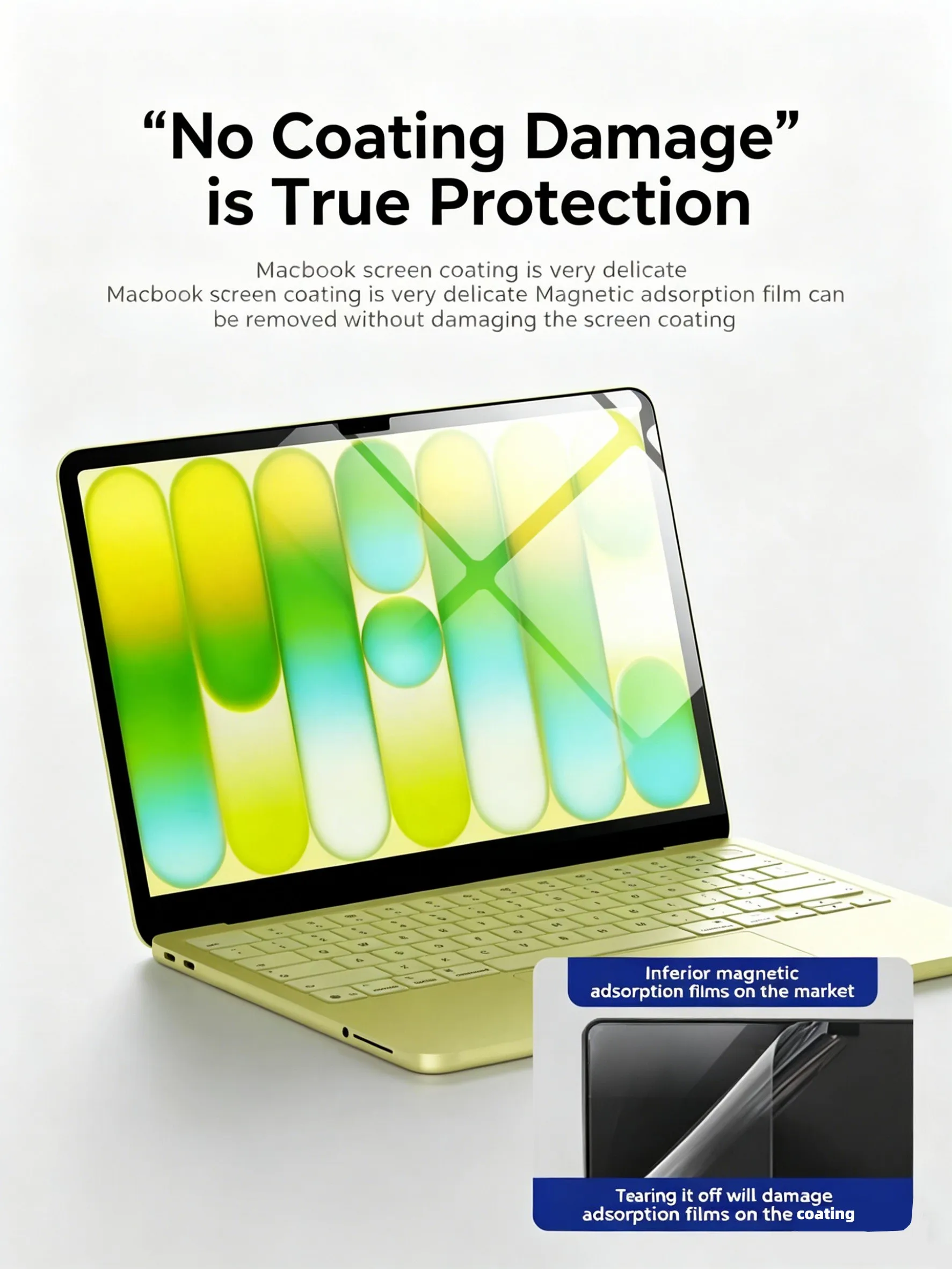 Folia ochronna na ekran do MacBooka Neo 13 cali A18 Pro z 2026 roku, magnetyczna, antyrefleksyjna, blokująca niebieskie światło, bez pęcherzyków powietrza, łatwa w montażu, usuwalna, A3404 M5 — zdjęcie produktu 4