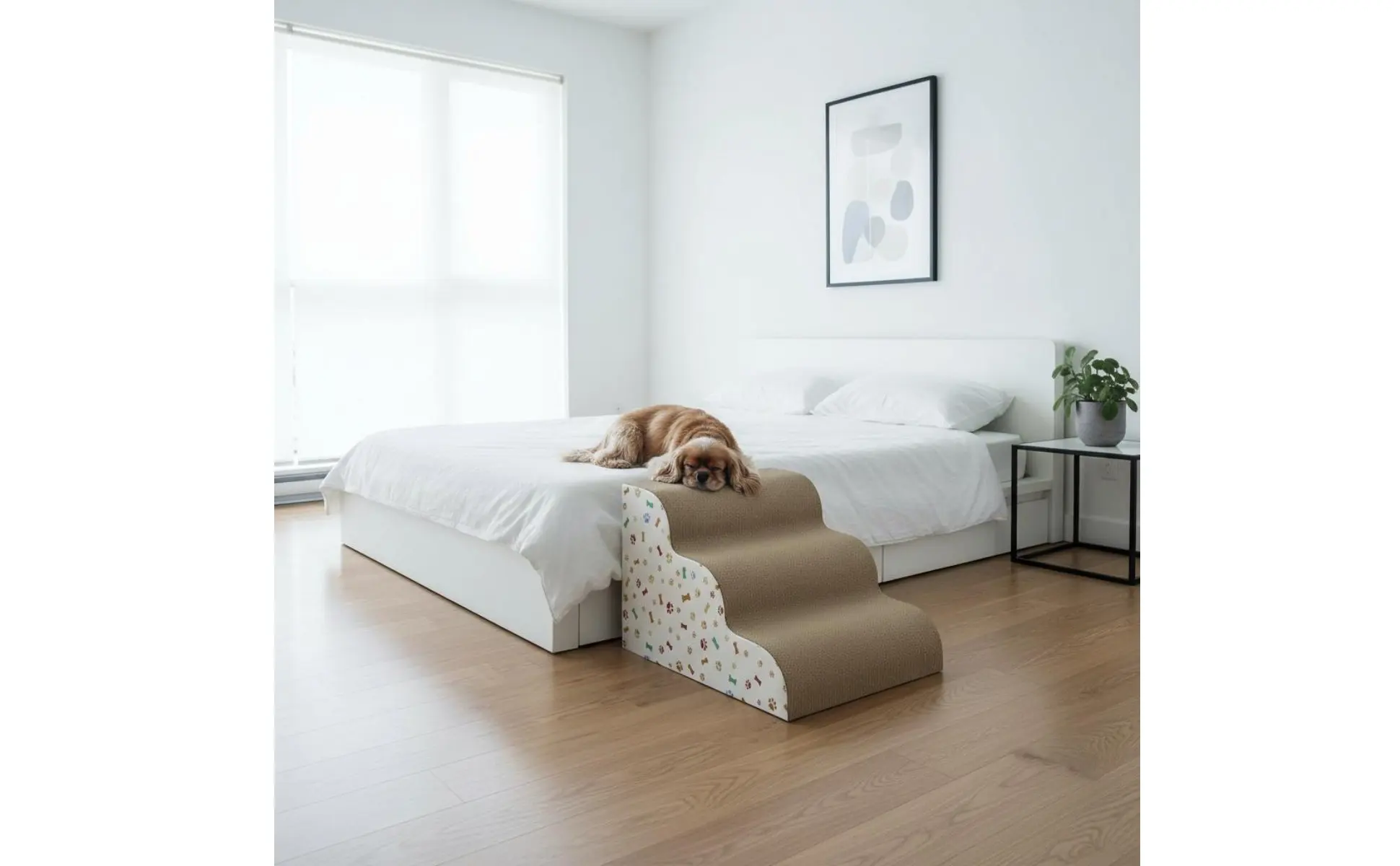 Transformable Pet Stairs Ramp Cleanable Cover Foldable Pet Ramp Three-Tier Dog Stairs Non-Slip Surface for Older Animals