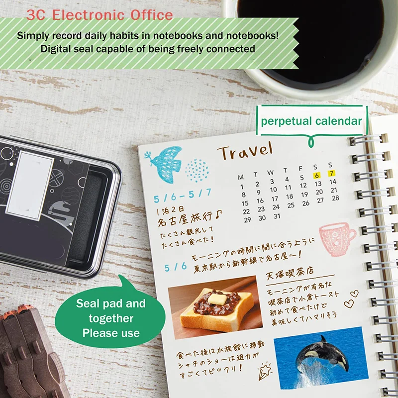 [3SC] Alphabet Numbering Connected Stamp Rubber Stamp Consolidated Numbers Stamp Perpetual Calendar