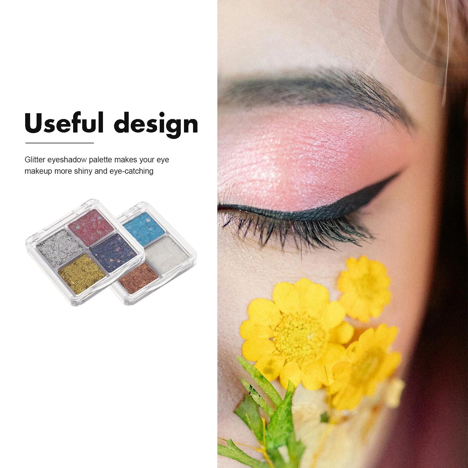 2 Stück glitzernde Glitzer-Lidschatten-Palette, schimmernder Lidschatten für Frauen und Mädchen, langlebig, dekoratives Make-up, ideal für Party, Hochzeit