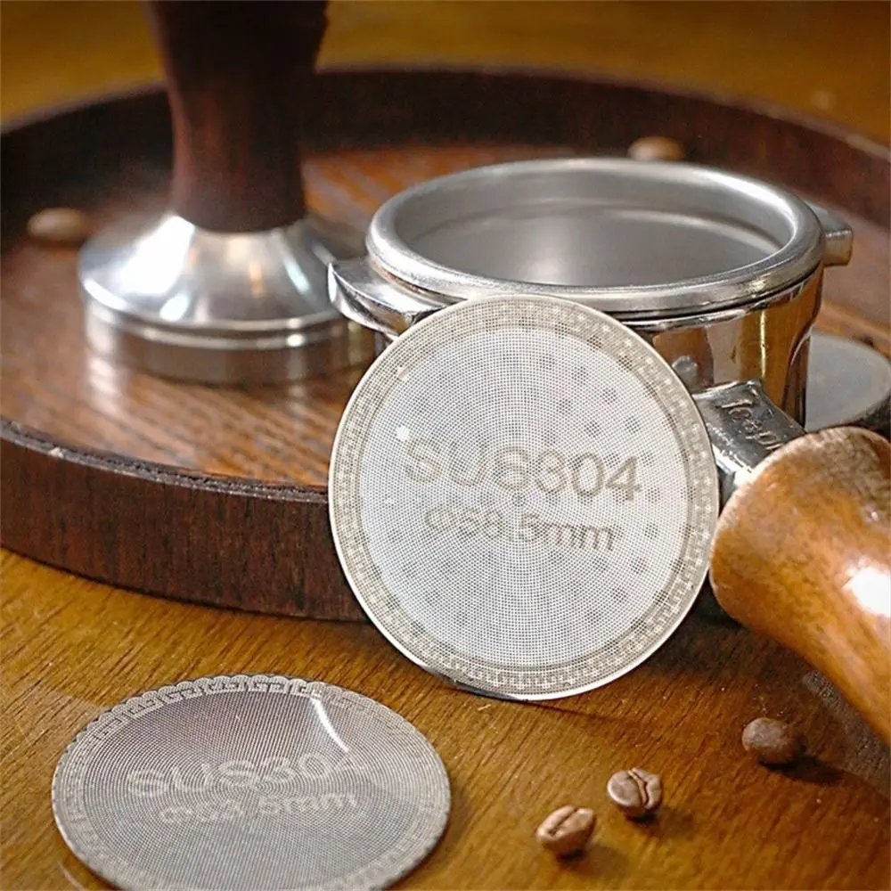 Durable 51/53/58, 5mm pantalla de disco de café filtro de café de doble capa de acero inoxidable cesta de filtro portátil de café reutilizable