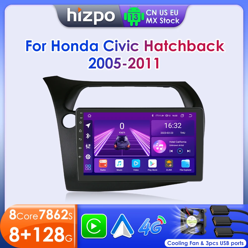 

Hizpo Car Multimedia Player For Honda Civic Hatchback 2005 2006 2007-2011 2din Android Auto CarPlay GPS Radio Autoradio 7862 RDS