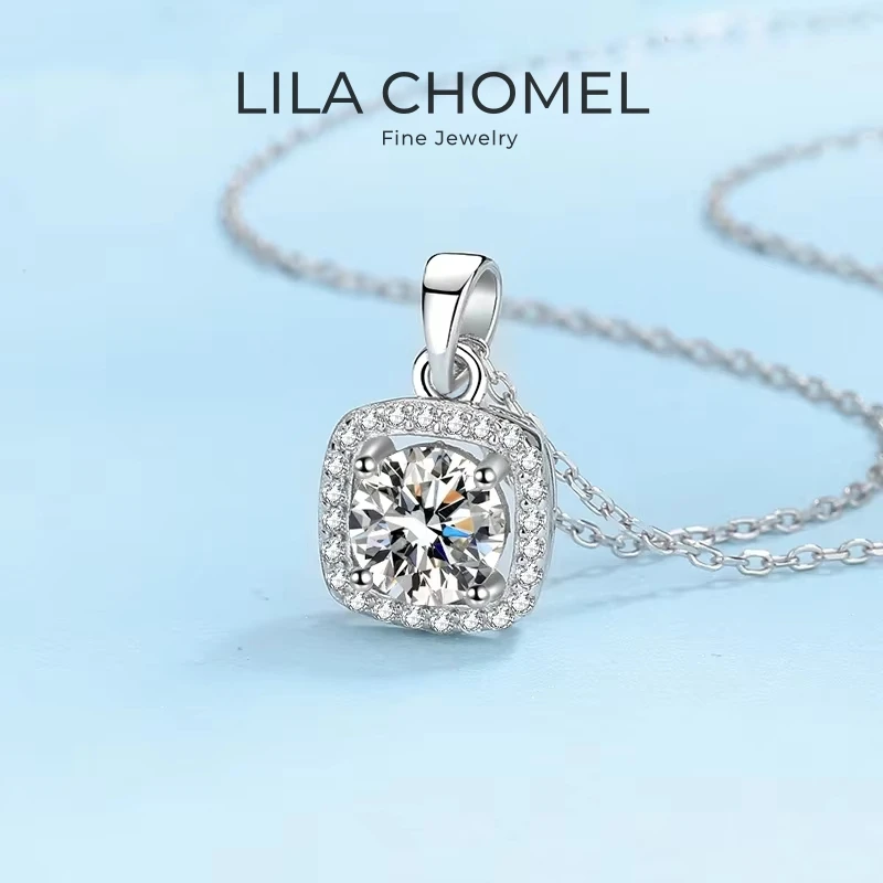 Valentine's Day 18K White Gold Necklaces Women Wedding Jewelry 1CT Moissanite Diamond Pendant PT950 Platinum Girl Birthday Gift