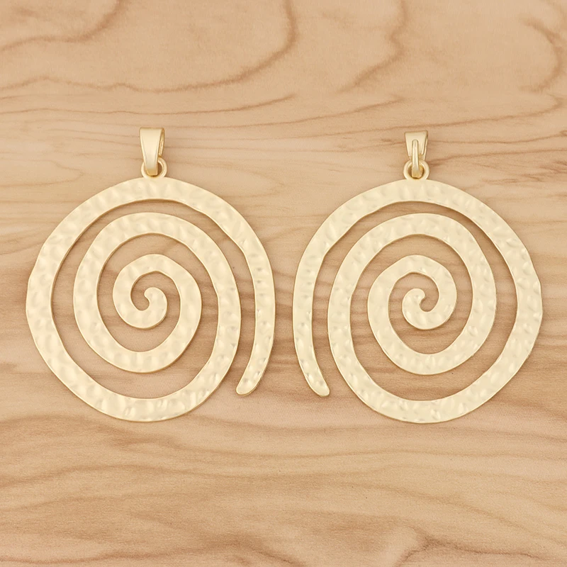 1 Piece Matte Gold Color Large Hammered Vortex Swirl Spiral Charms Pendants for Necklace Jewellery Making Findings Accessories