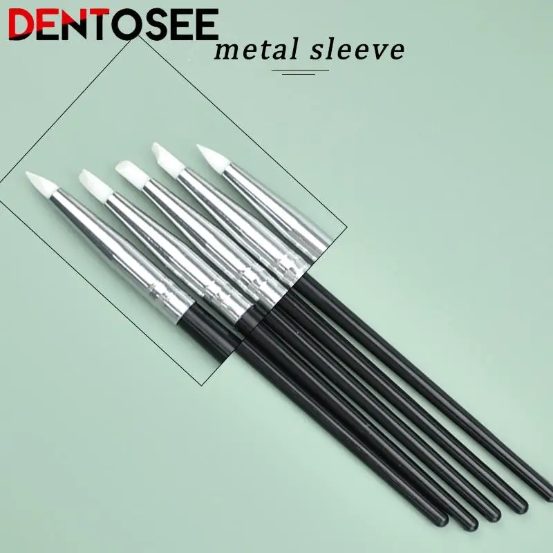 5 Pcs penne per pennelli in resina dentale strumento per denti in Silicone modellante dentale per denti in porcellana di cemento composito adesivo