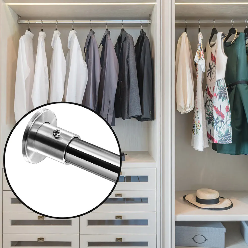 

2Pcs Stainless Steel Closet Bar Bracket Heavy Duty Rod Holder Smooth Flat Surface Rustproof Easy Installation Support