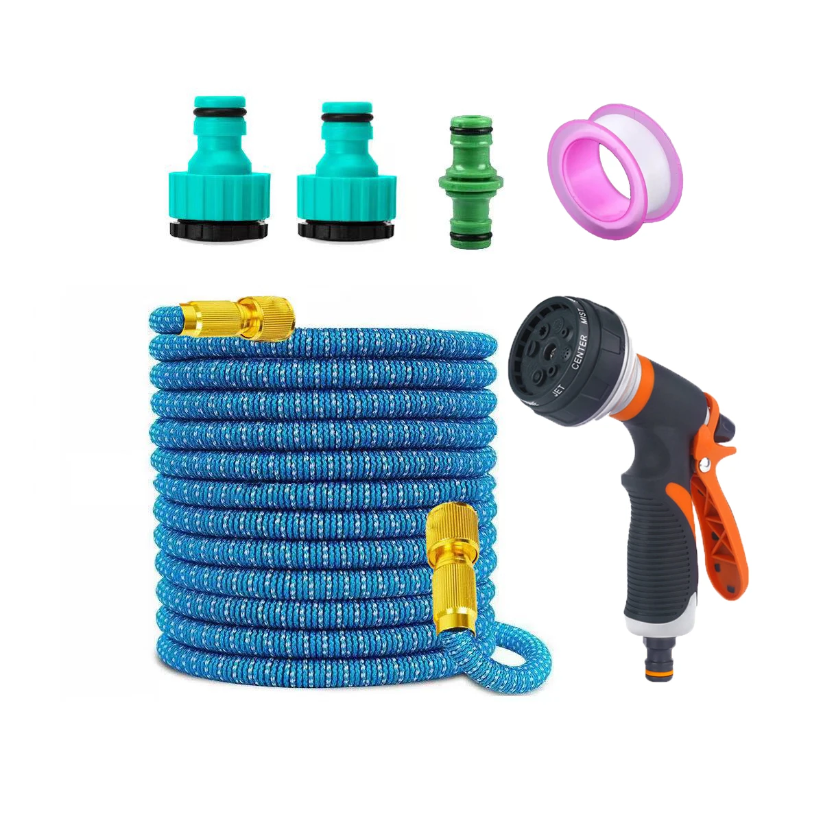 Expandable Garden Hose 25FT 50FT 75FT 100FT, Retractable Water Pipe with 8 Modes Spray Gun & Brass Connectors, Quick Fittings fo