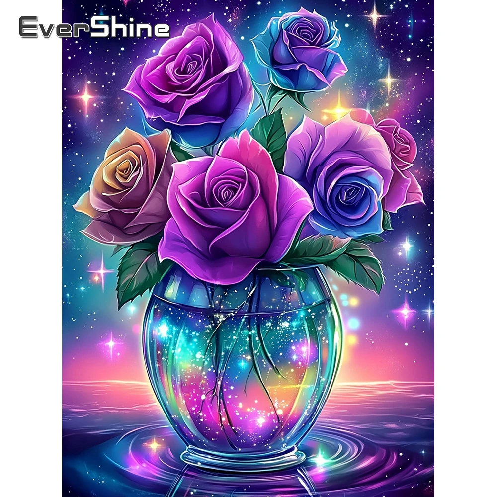 Evershine Voll-Diamant-Malerei, Blumenbild aus Strass, Diamant-Stickerei, Rose, 5D-Diamant-Mosaik, Sterne, handgefertigtes Geschenk