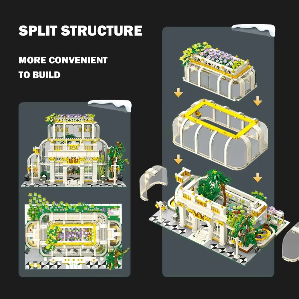 Décennie s de construction de jardin de plantes pour enfants, ensemble de briques MOC, modèle de vue sur la rue de la ville, lumière, jouets de bricolage, cadeaux de vacances, 2231 pièces