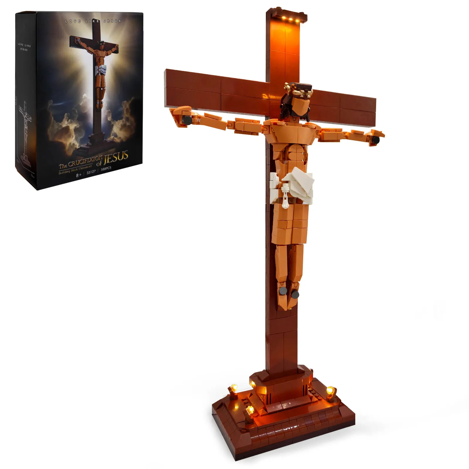 

588PCS Good Friday Jesus Figure MOC Building Blocks, Creative Bricks Model Desktop Ornament Gift for Kids Adults