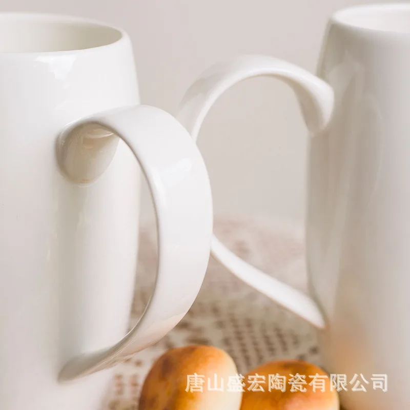 Tangshan الصانع بالجملة القدح سعة كبيرة نقية بيضاء الإبداعية الإعلان هدية السيراميك كوب ماء الحليب العظام كوب الصين #4