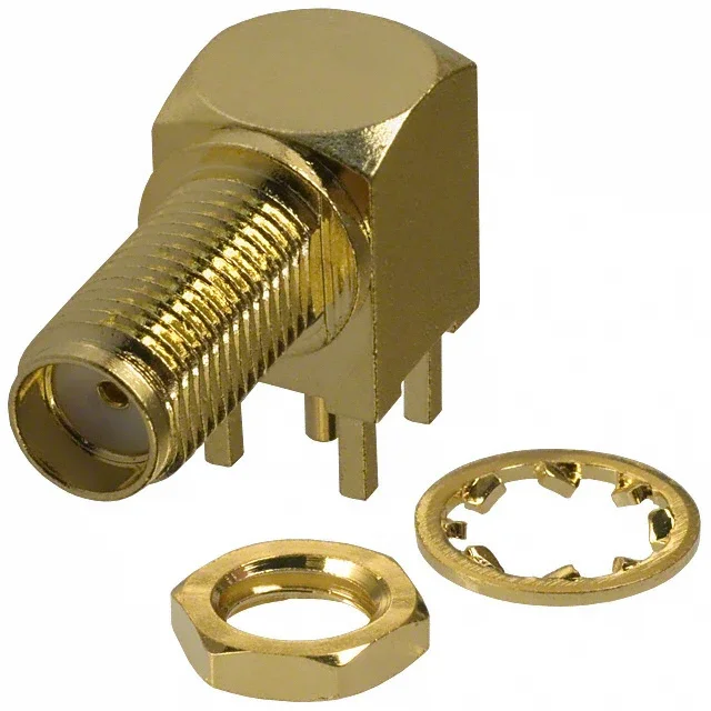 New 132203 RF Connectors / Coaxial Connectors SMA 0Hz To 12.4GHz 50Ω Solder RA Thru-Hole Gold